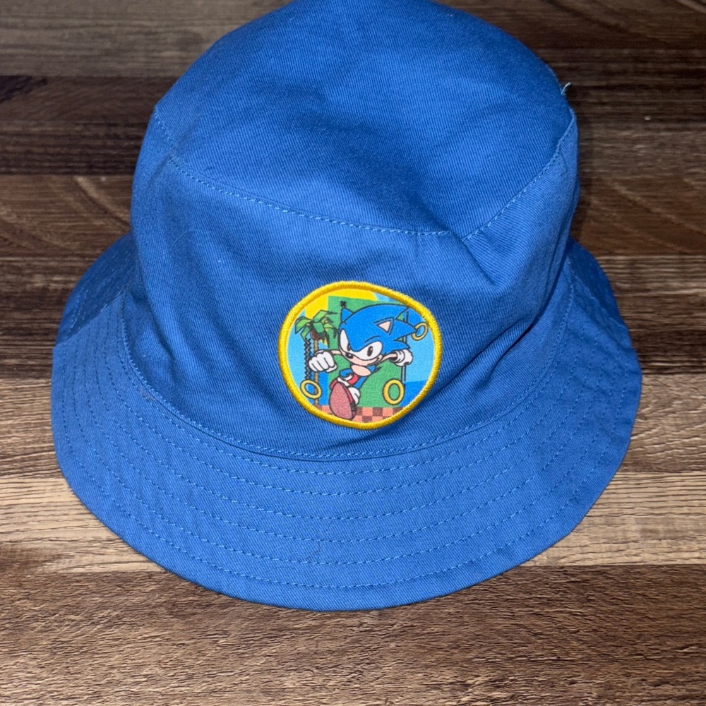Blue Kids Reversible Bucket Hat with Character Patch